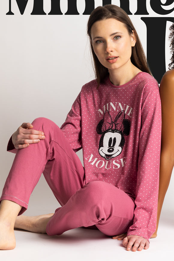 Pigiama donna cotone lungo Minnie di Admas